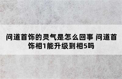 问道首饰的灵气是怎么回事 问道首饰相1能升级到相5吗